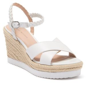 stuart weitzman mykonos braid espadrille wedge sandal white women’s size 10B